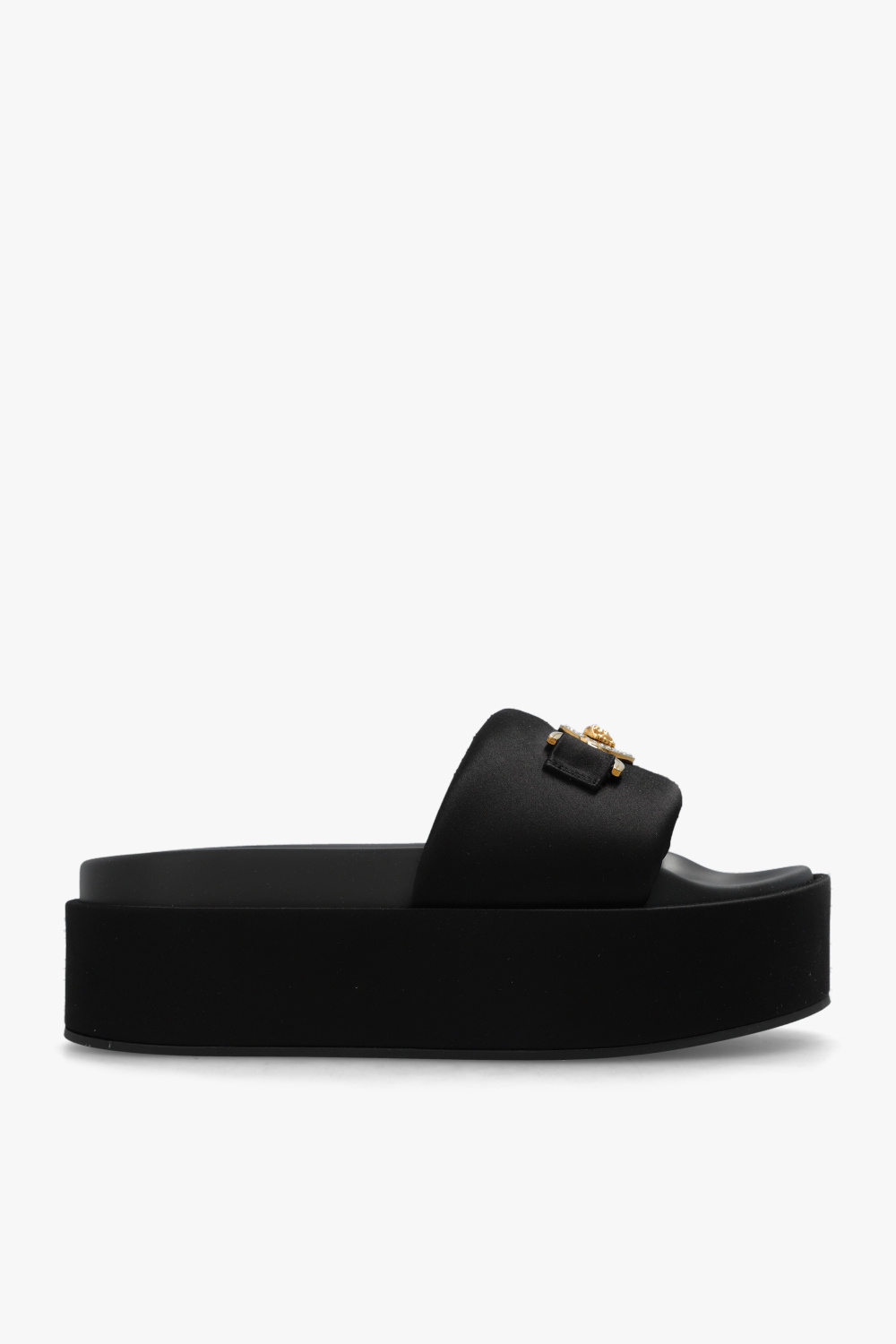 【送料&関税込】Versace Biggie Medusa Platform Sandals Medusa Biggie satin platform sandals in pink - Versace